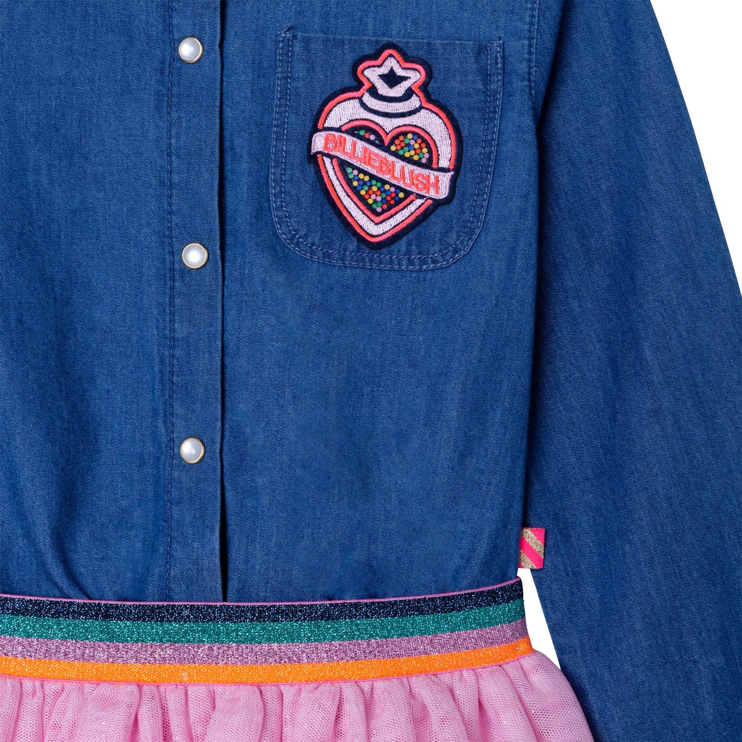 女童牛仔蓝色薄纱连衣裙