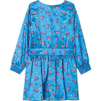 女童蓝色印花连衣裙
