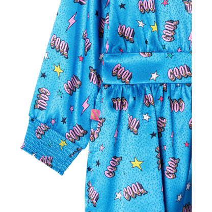 女童蓝色印花连衣裙