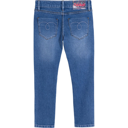 女童蓝色牛仔长裤