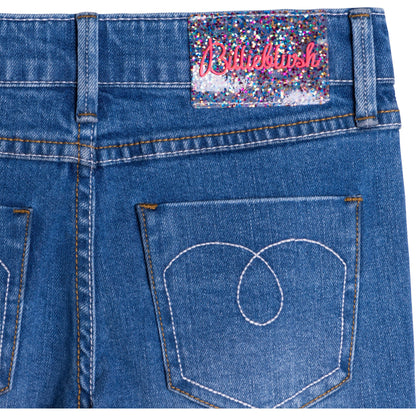 女童蓝色牛仔长裤