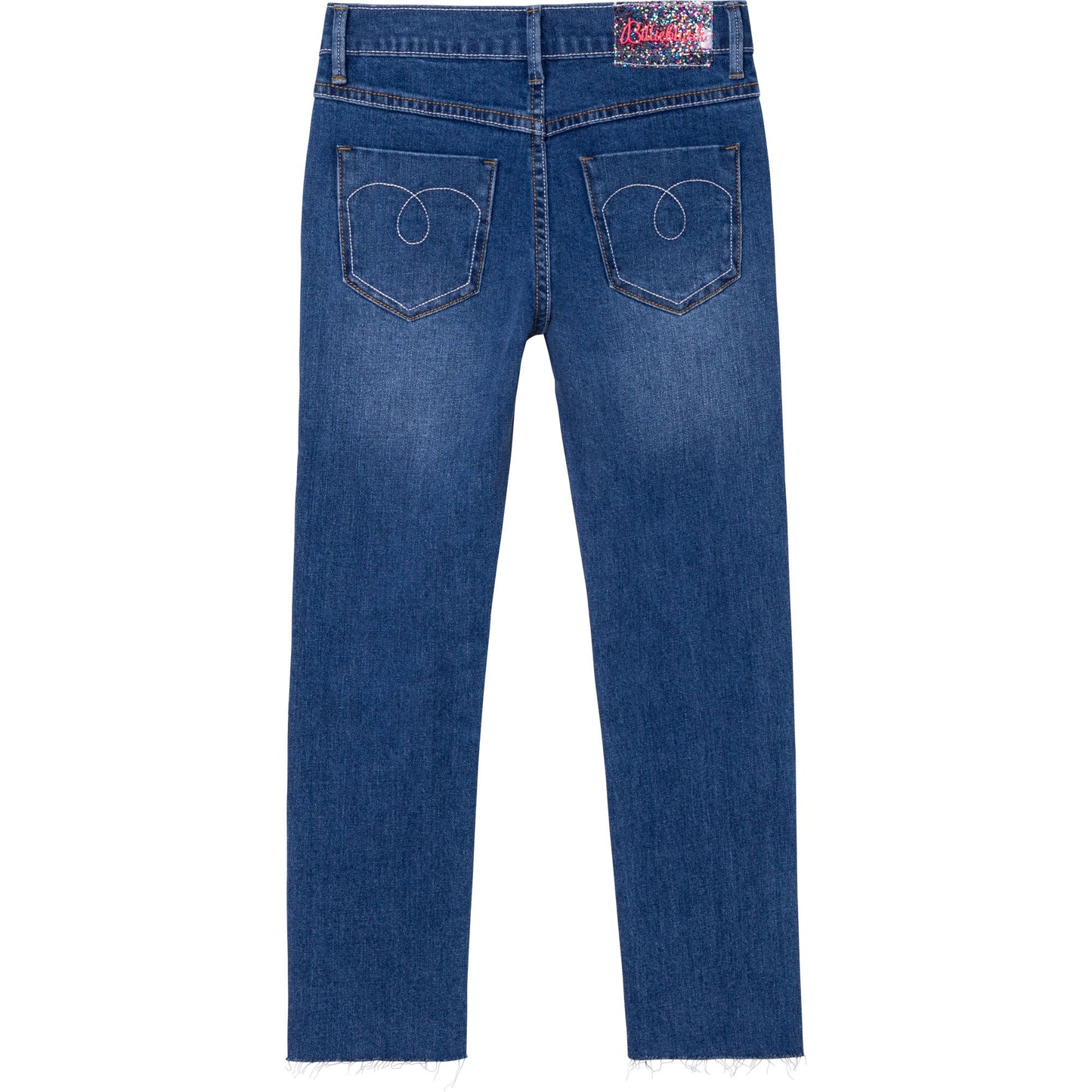 女童蓝色刺绣牛仔长裤