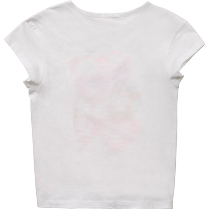 Girls White Printing Cotton T-Shirt