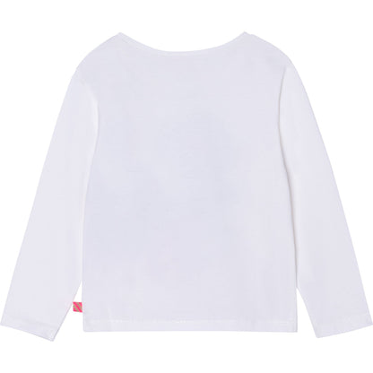 女童白色图案棉T恤