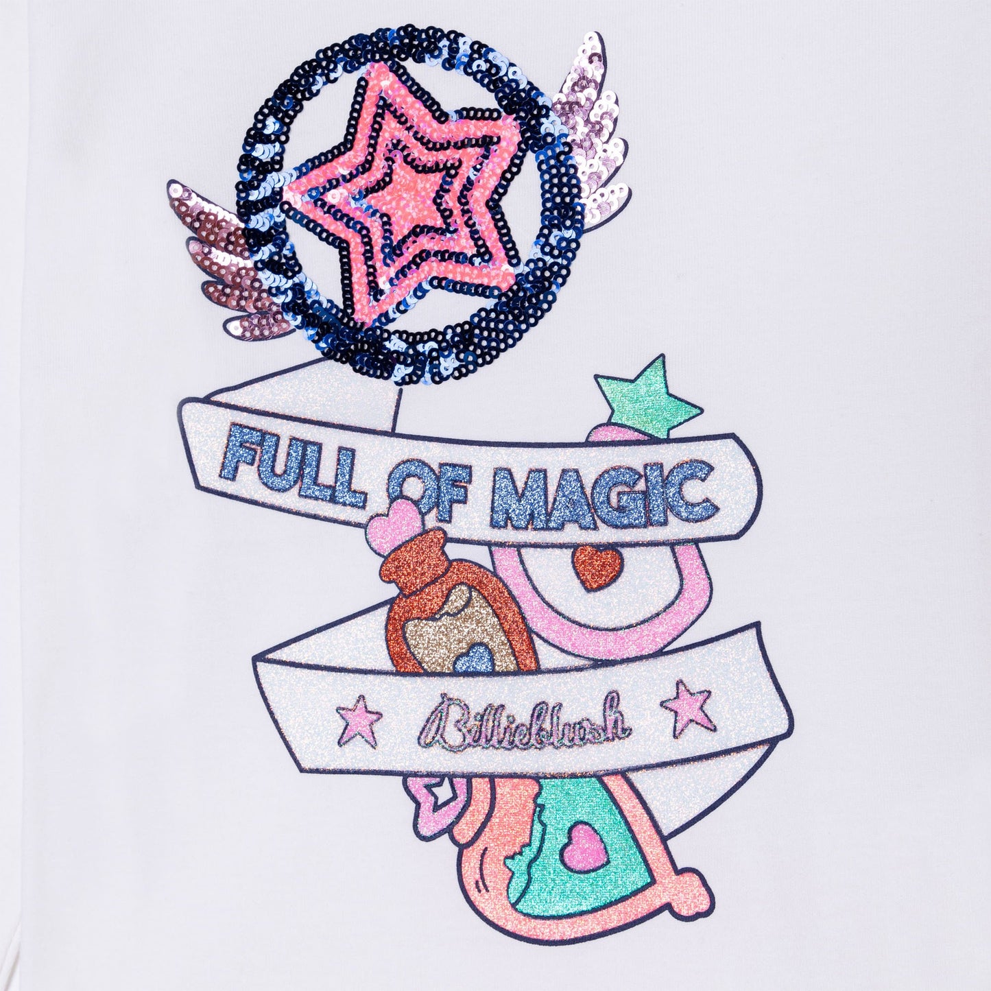 女童白色图案棉T恤