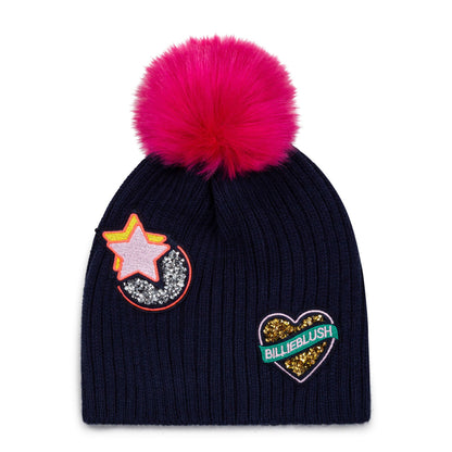 女童蓝色帽子&围巾套装