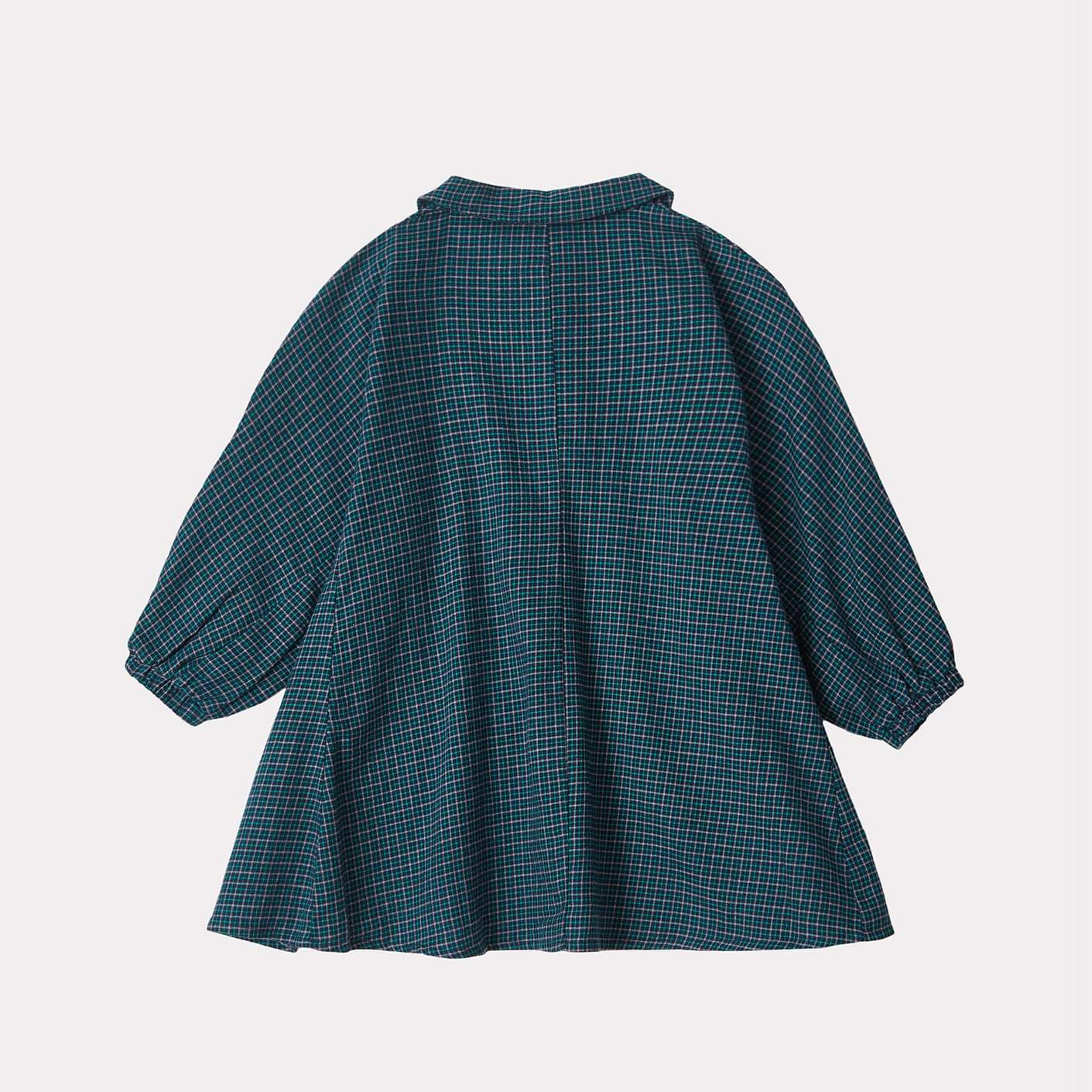 女童蓝色格子棉连衣裙