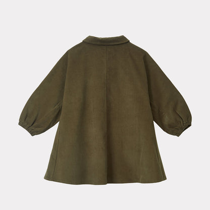 女童绿色棉连衣裙