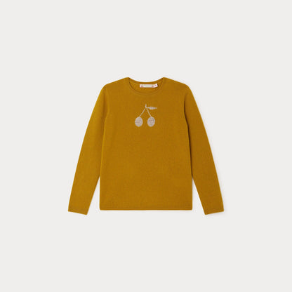 女童姜黄色Logo羊绒毛衣