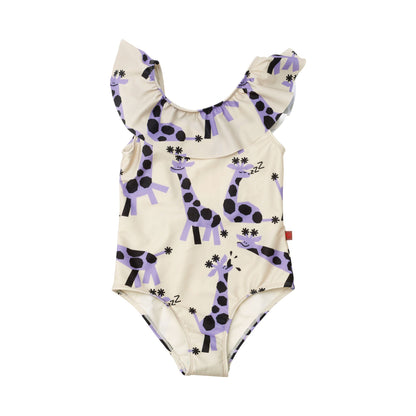 Girls Purple Painting Swimsuit