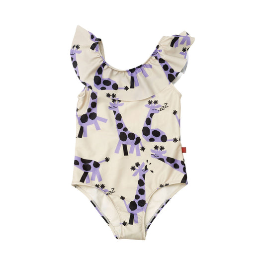 Girls Purple Painting Swimsuit