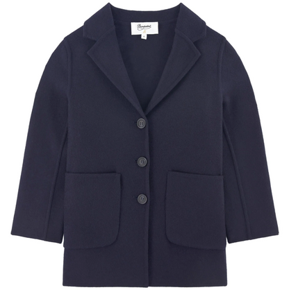 Girls Navy Virgin Wool Coat