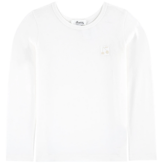 Girls Off White Cotton T-Shirt
