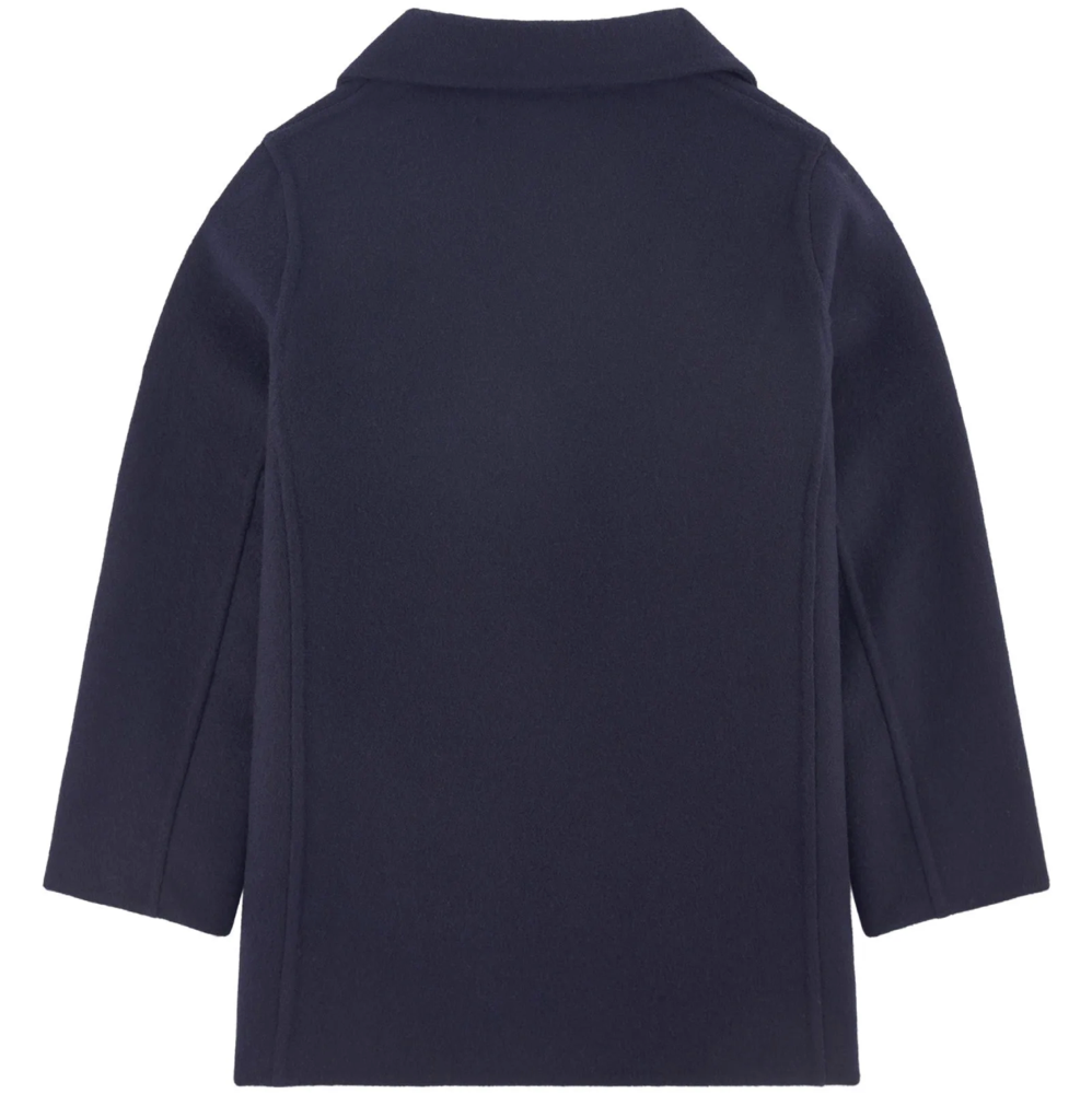 Girls Navy Virgin Wool Coat