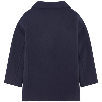 Girls Navy Virgin Wool Coat
