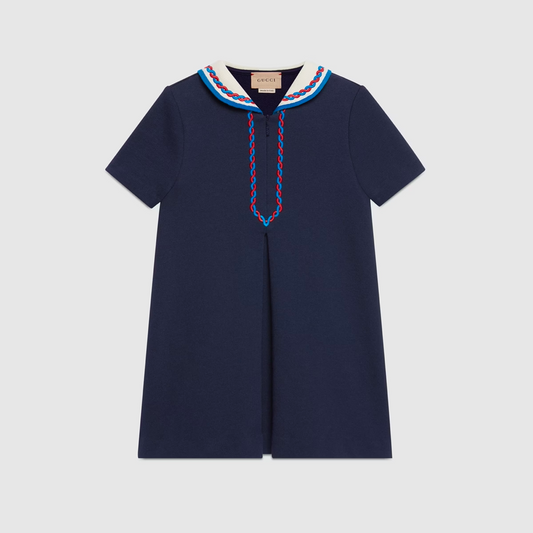 女童藏蓝色印花连衣裙