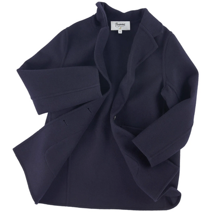 Girls Navy Virgin Wool Coat