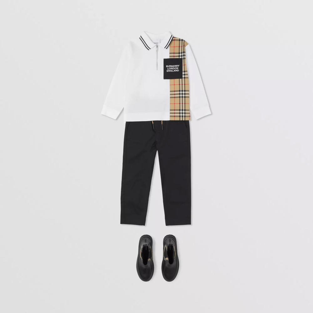 男童白色Logo棉Polo衫