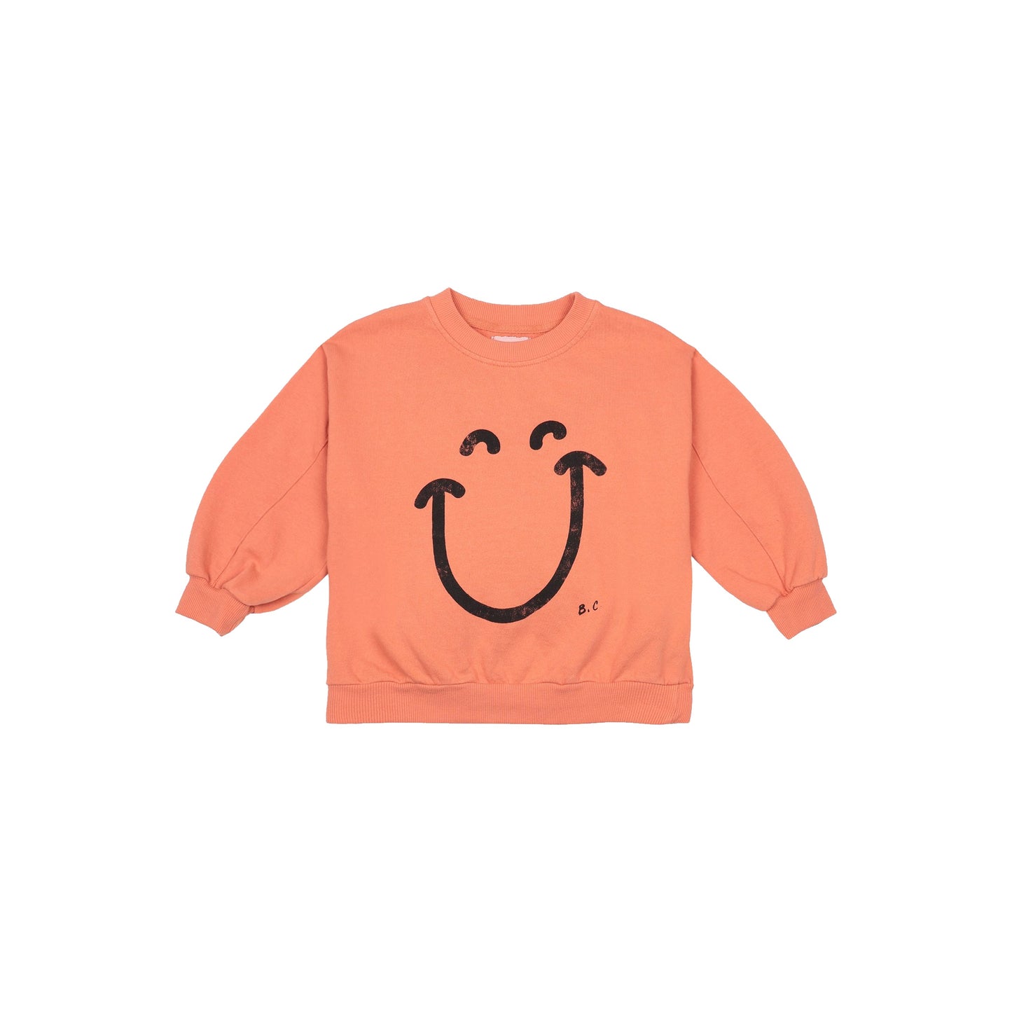Girls Orange Smile Cotton Sweatshirt