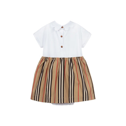 Baby Girls White Striped Cotton Dress