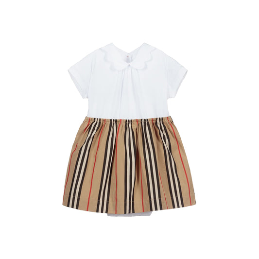 Baby Girls White Striped Cotton Dress