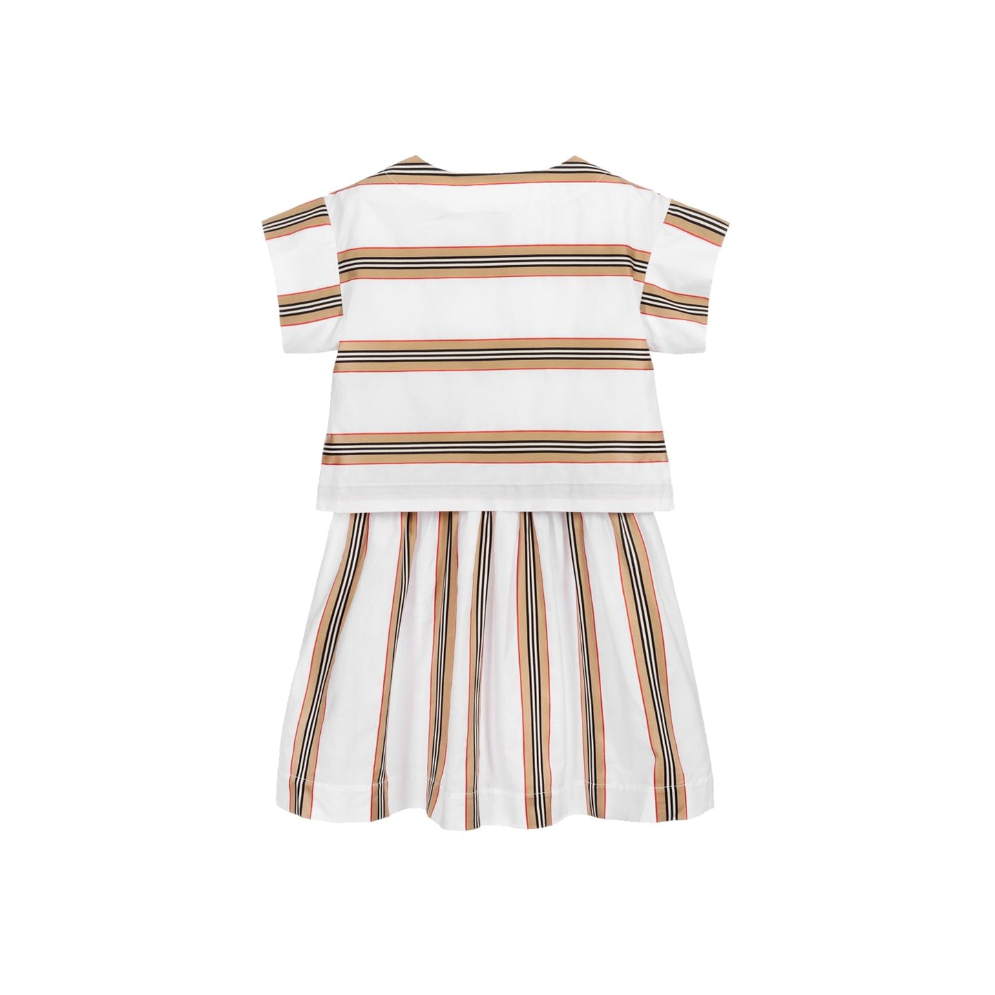 Girls White Stripe Cotton Dress