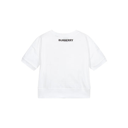 Girls White Printing Cotton T-Shirt