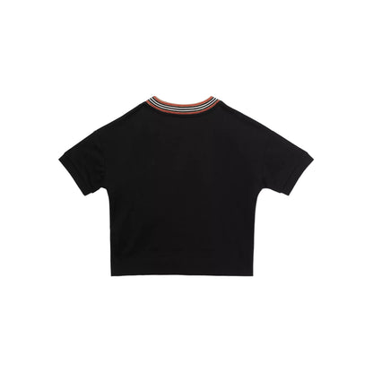 Girls Black Printing Cotton T-Shirt