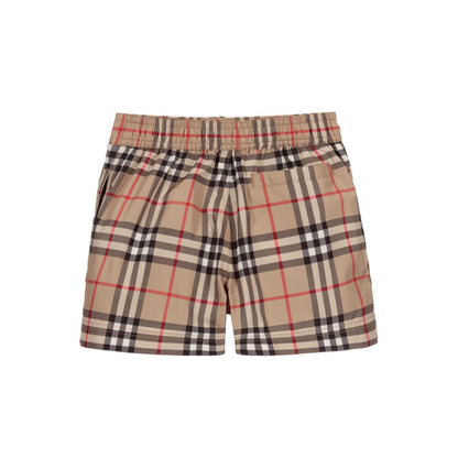 Boys Beige Check Swim Shorts