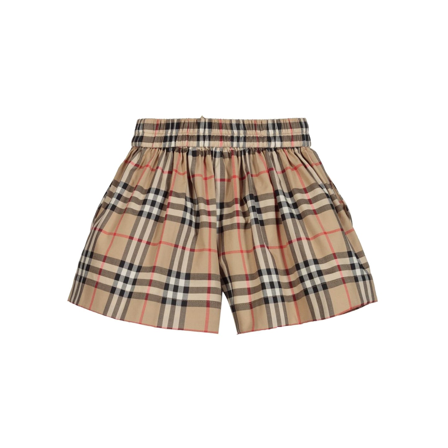 Girls Beige Check Cotton Shorts