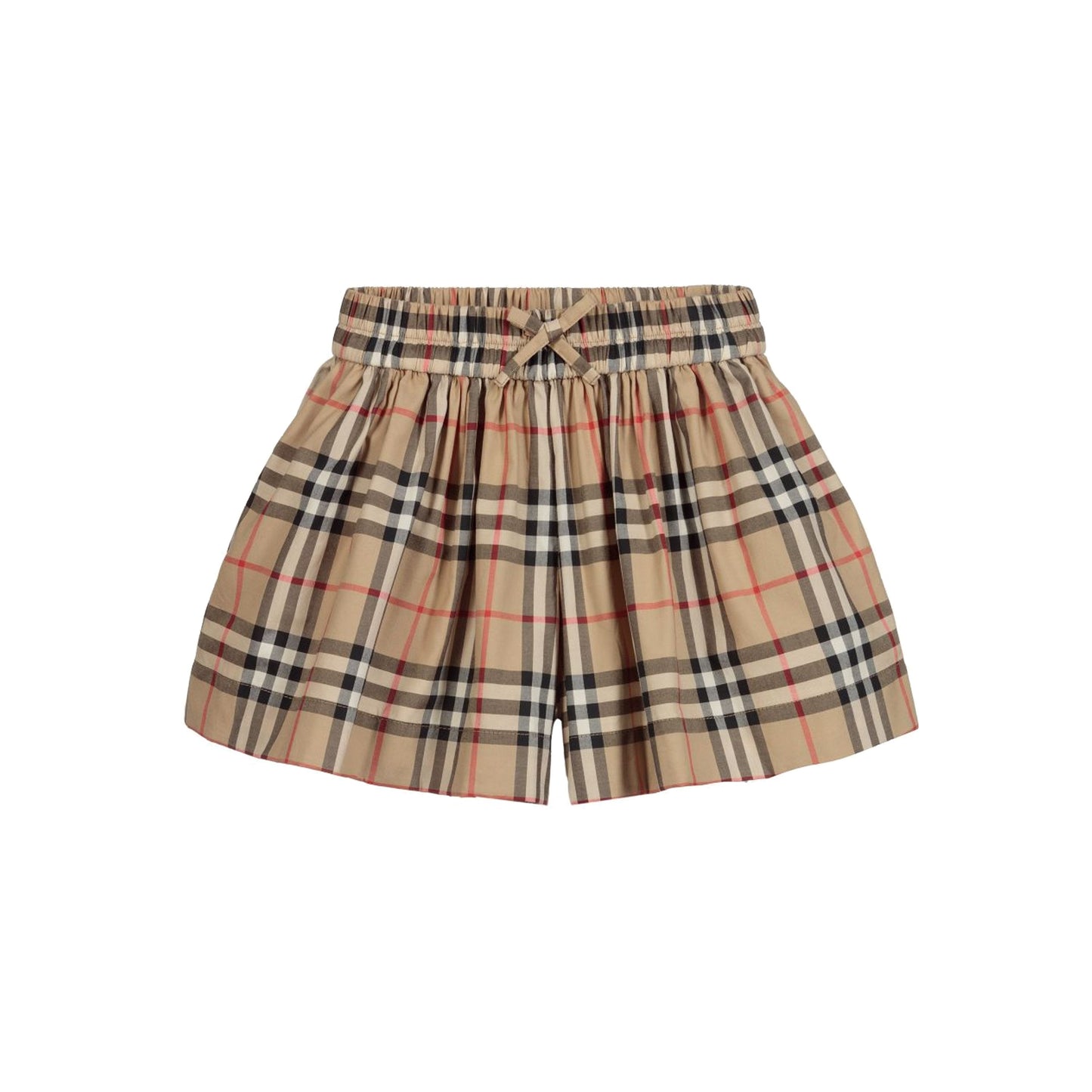 Girls Beige Check Cotton Shorts