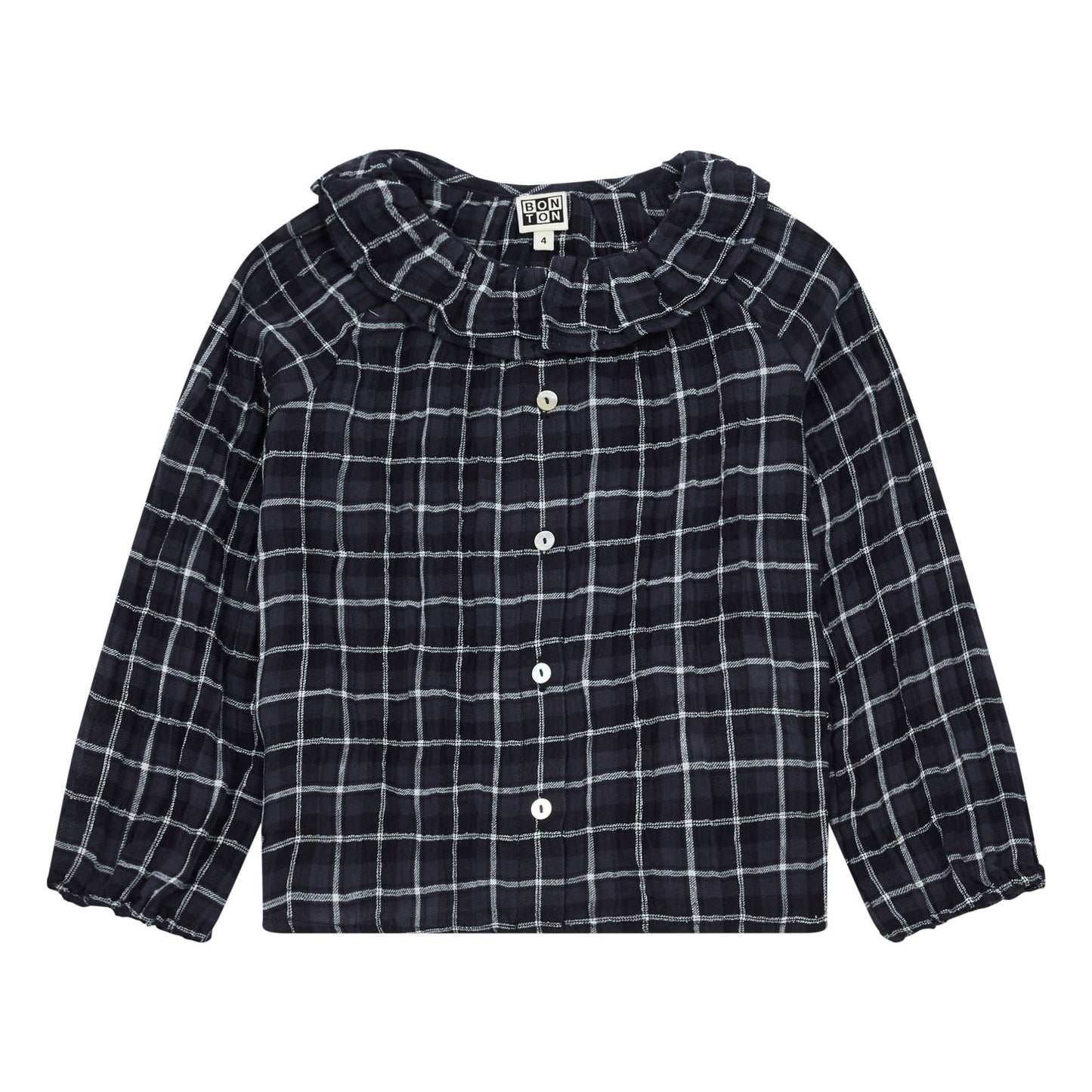 Girls Black Check Blouse