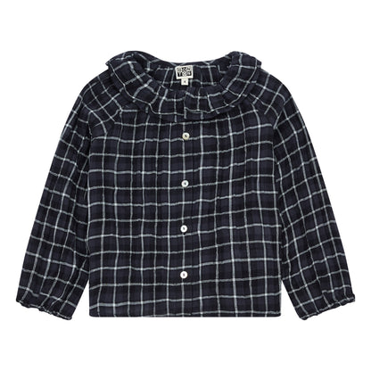 Girls Black Check Blouse