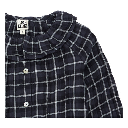 Girls Black Check Blouse