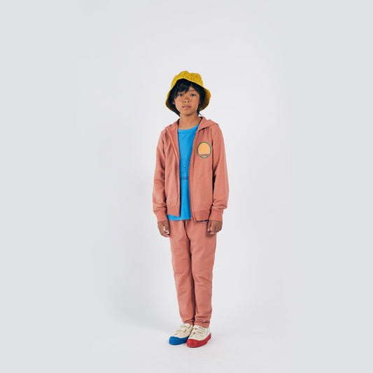 男童深粉色拉链连帽夹克