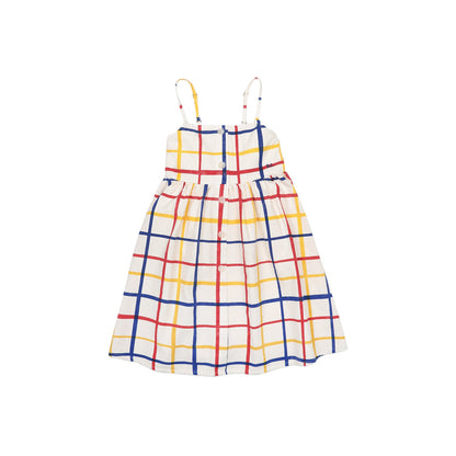 Girls Cream Check Cotton Dress