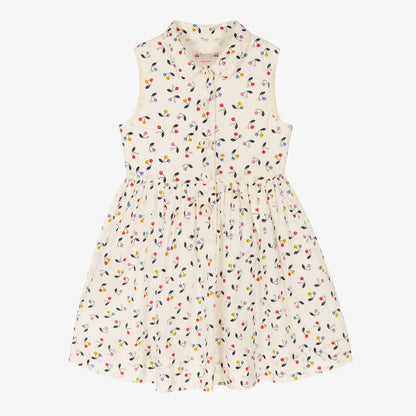 女童白色Logo棉连衣裙