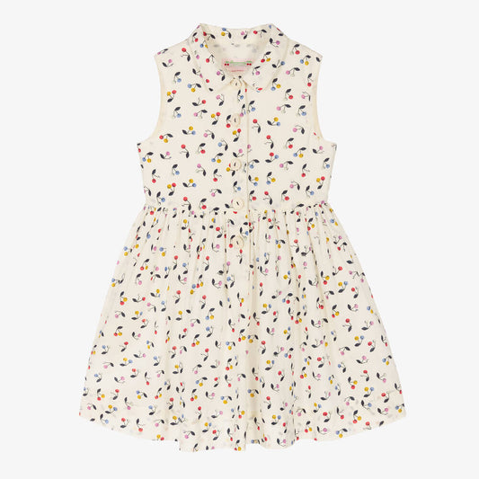 女童白色Logo棉连衣裙