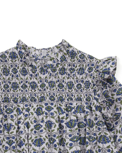 Girls Ecru Print Dress