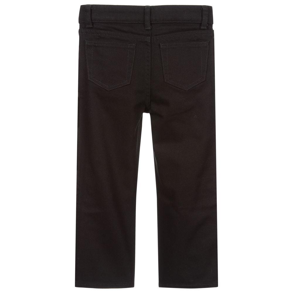 Boys Black Logo Cotton Trousers