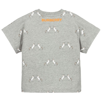 Girls Grey Melange Cotton T-Shirt
