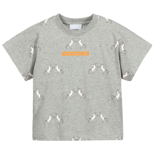 Girls Grey Melange Cotton T-Shirt
