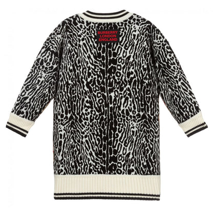 Girls Leopard Print Merino Wool Dress