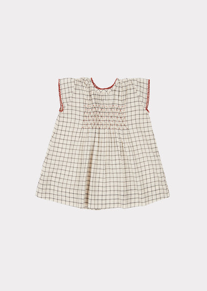 Baby Girls Black & White Check Dress