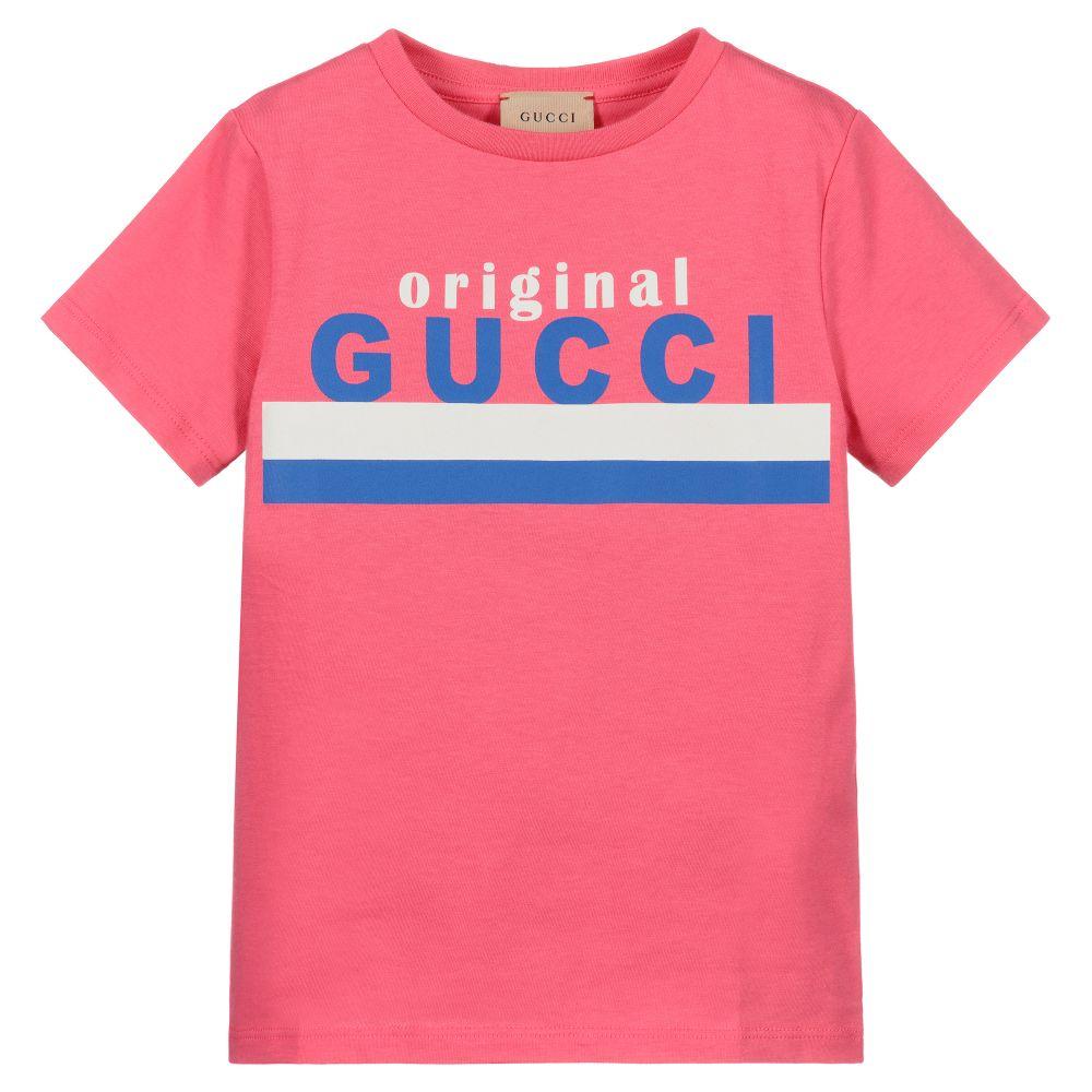 Girls Pink Logo Cotton T-Shirt