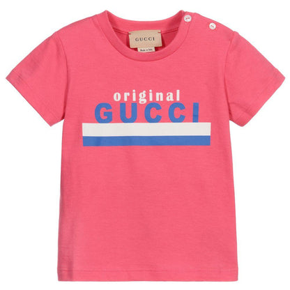 Baby Girls Pink Logo Cotton T-Shirt