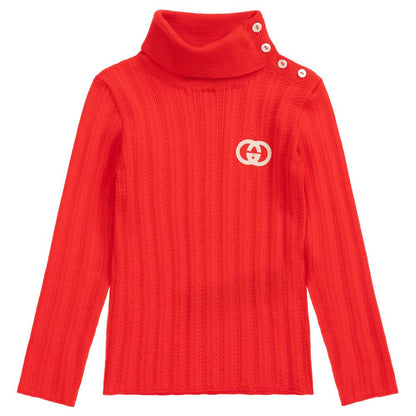 Baby Girls Red GG Wool Turtleneck