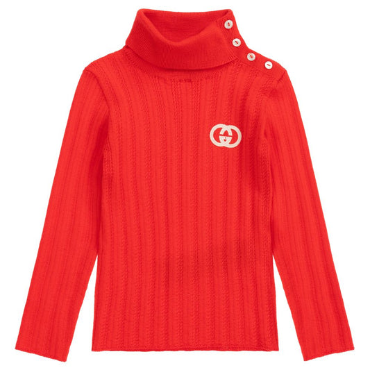 Baby Girls Red GG Wool Turtleneck
