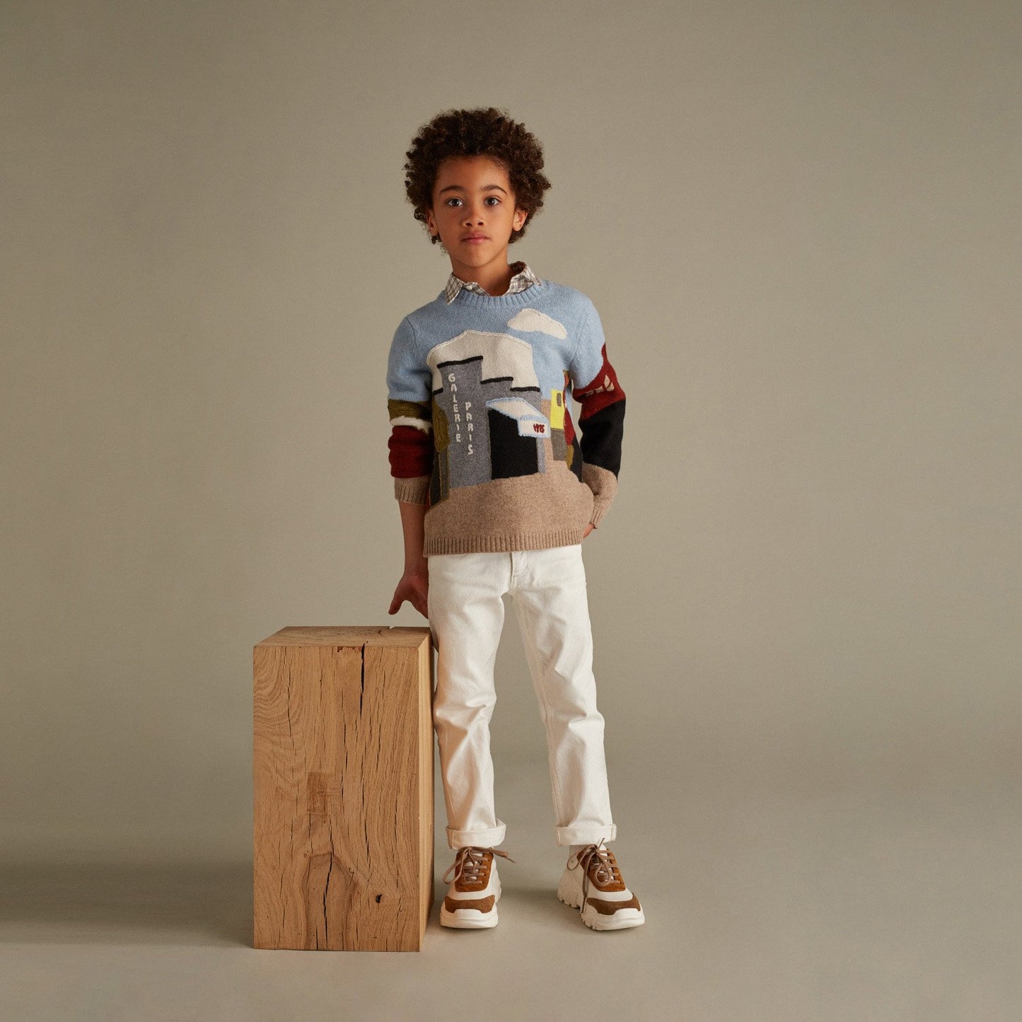 男童白色棉长裤