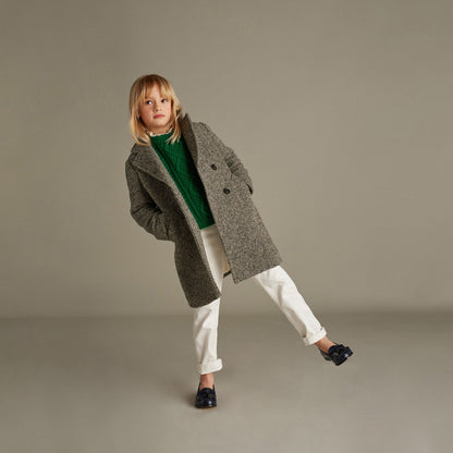 女童黑色羊毛外套